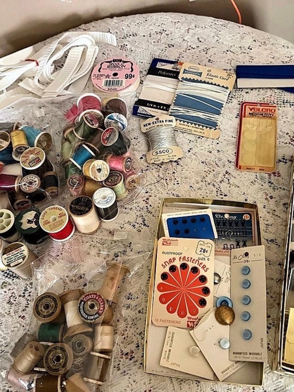 Vintage Sewing Supplies Craft Lot Multicolor